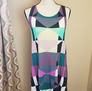 Geometric color block sleeveless dress